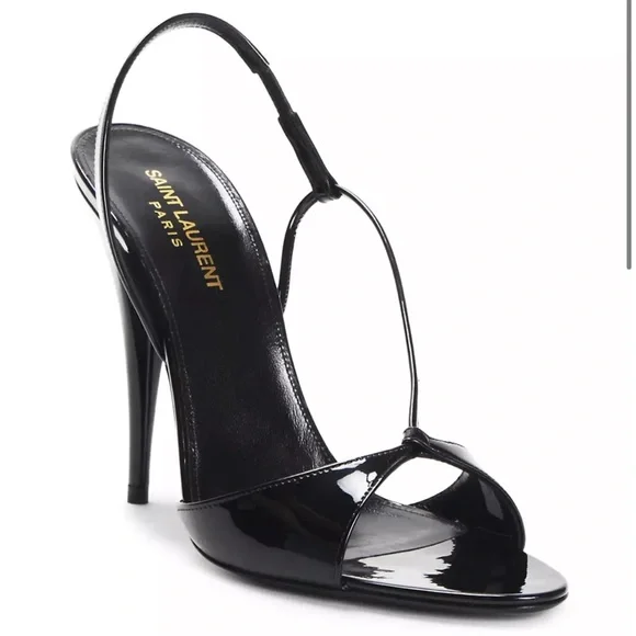 Saint Laurent, Anouk Patent Leather Slingback Sandals - Picture 6 of 15
